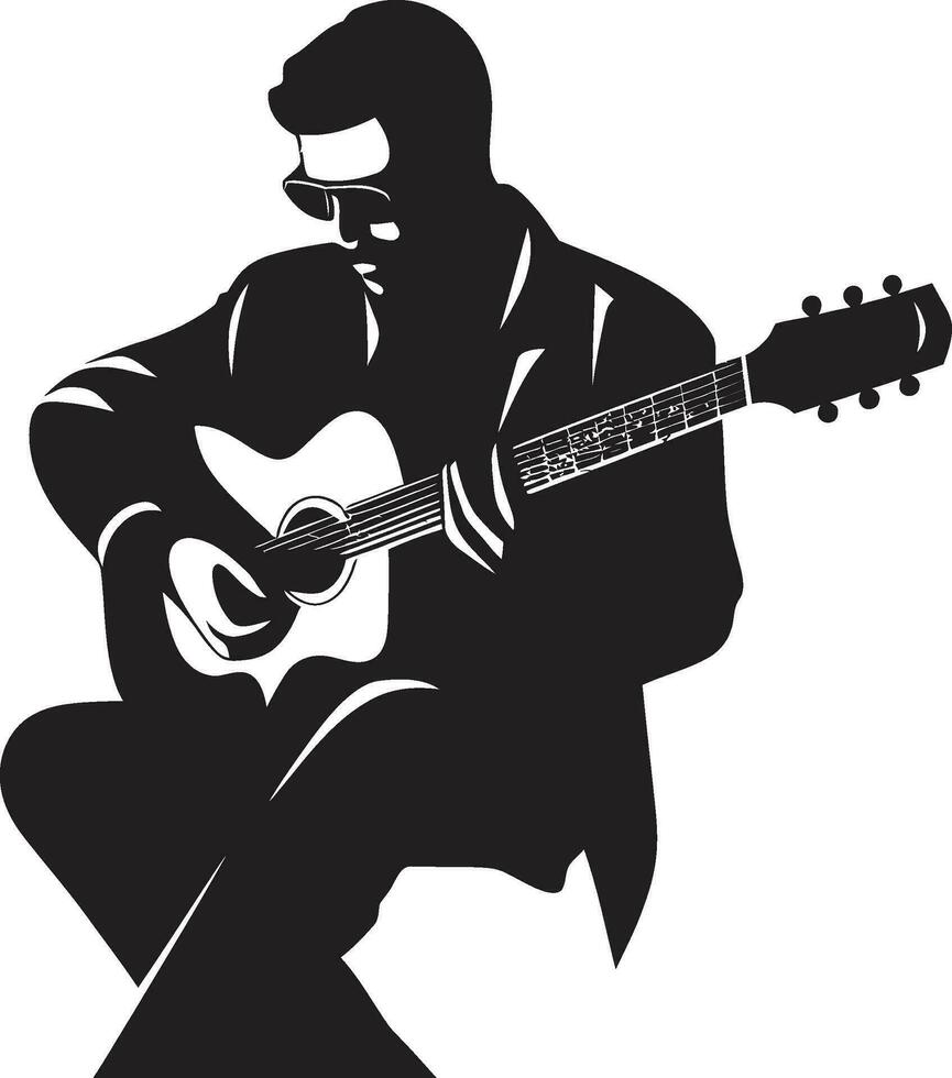 Serenade Style Musician Vector Symbol Harmonic Harmony Guitar Player Emblem Design