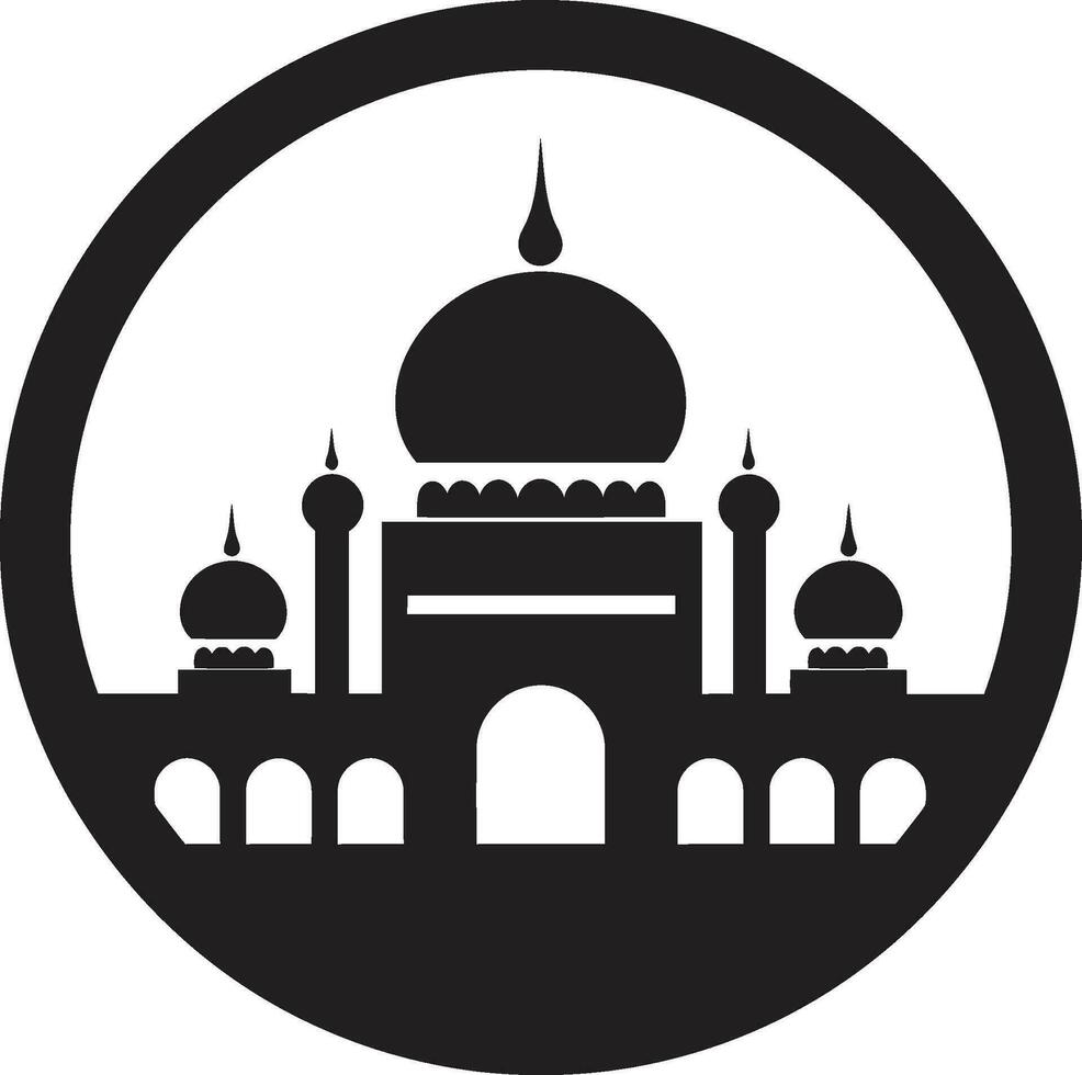 Eternal Essence Iconic Mosque Emblem Celestial Charm Emblematic Mosque Design vector