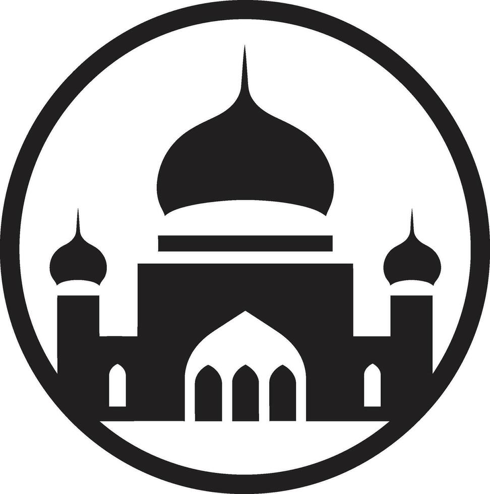 Sacred Silhouette Mosque Icon Emblem Reverent Rise Mosque Emblematic Design vector