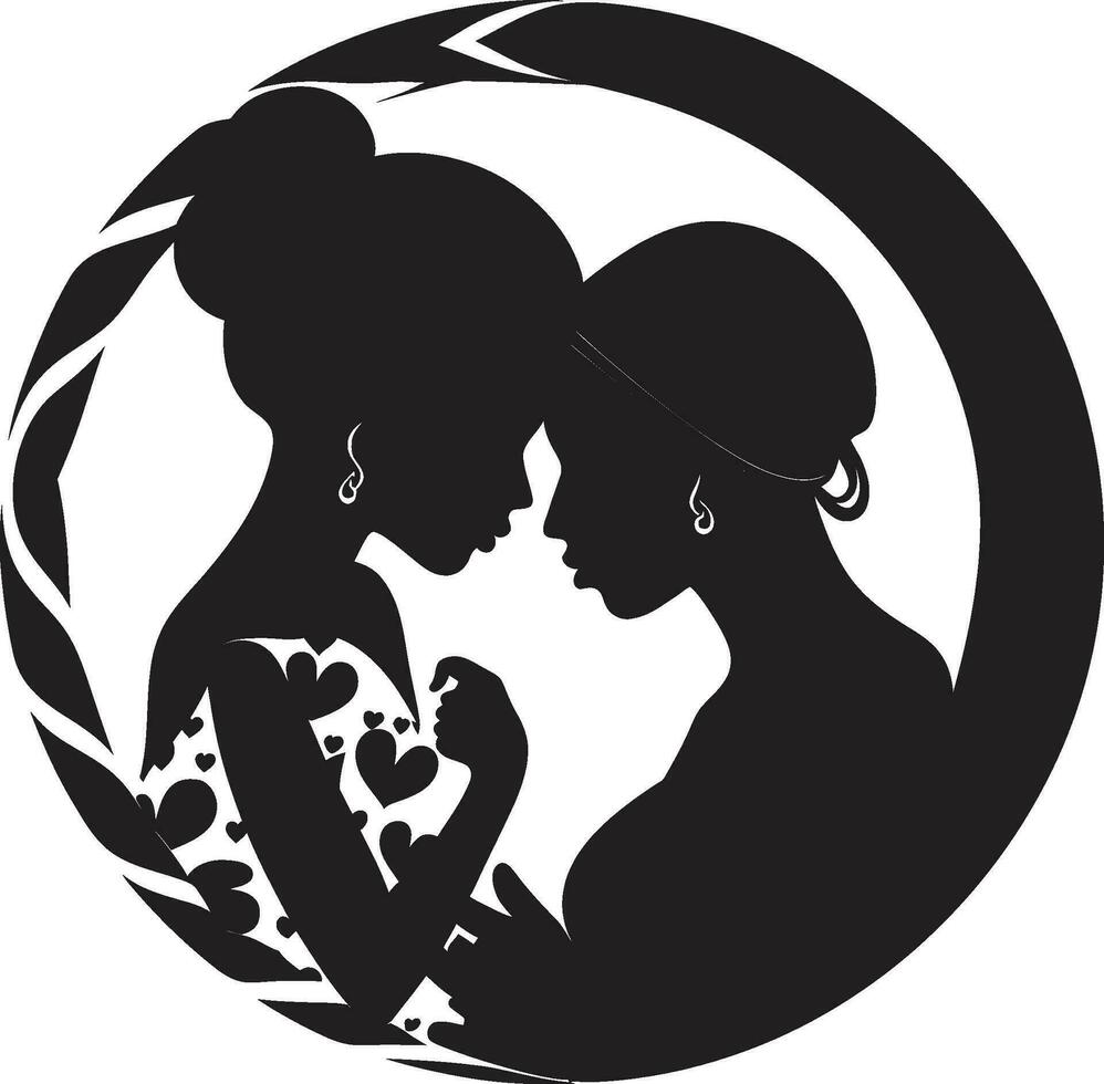 Infinite Affection Woman and Child Icon Endless Devotion Mothers Day Emblem vector