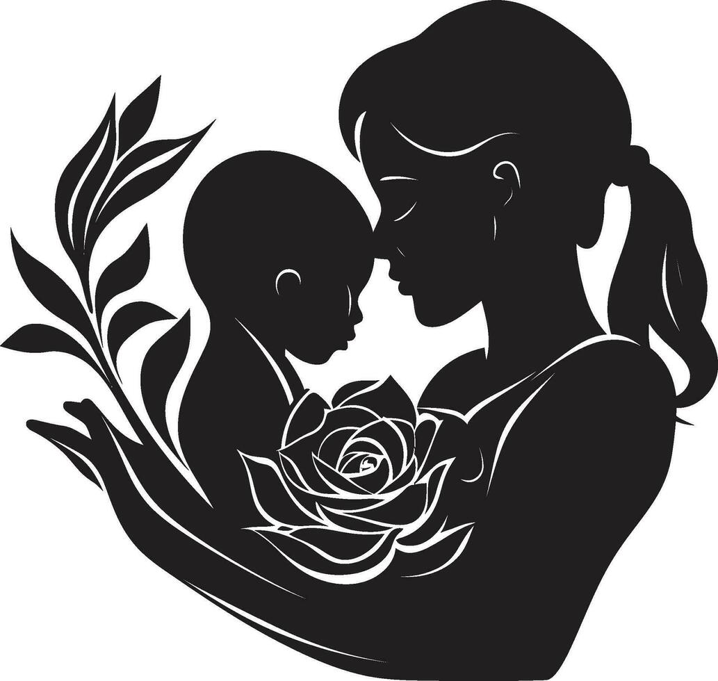 eterno enlace madres día logo querido conexión icónico madre y niño vector