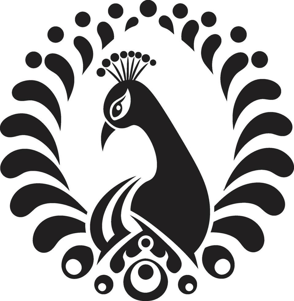 Plumage Prowess Peacock Iconic Emblem Opulent Overture Peacock Logo Vector
