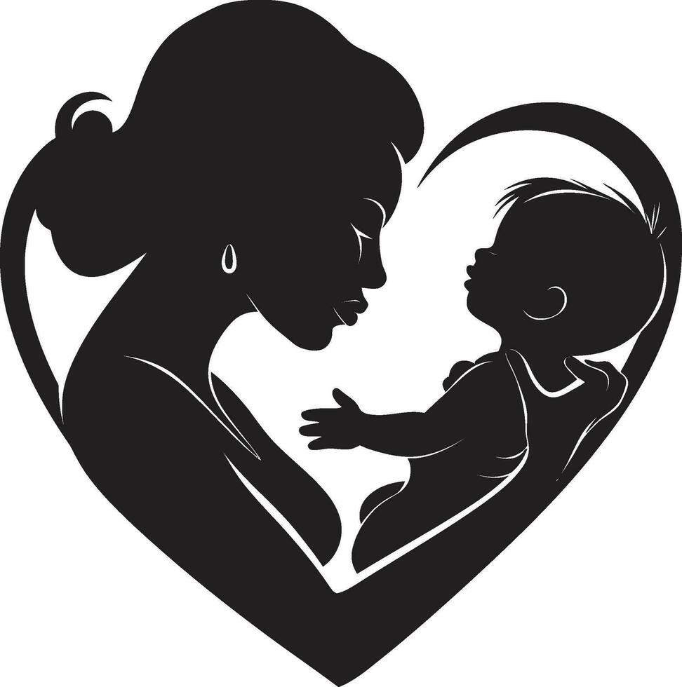 Infinite Affection Woman and Child Icon Endless Devotion Mothers Day Emblem vector