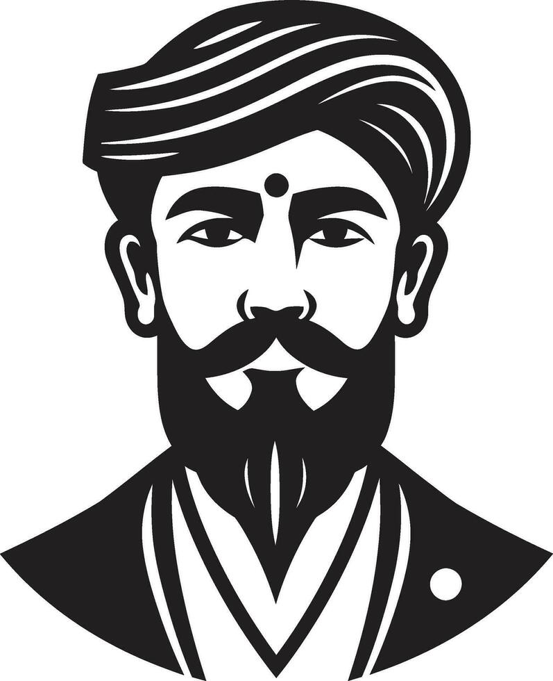 Vibrant Vows Indian Groom Emblem Graceful Garb Groom Logo Design vector