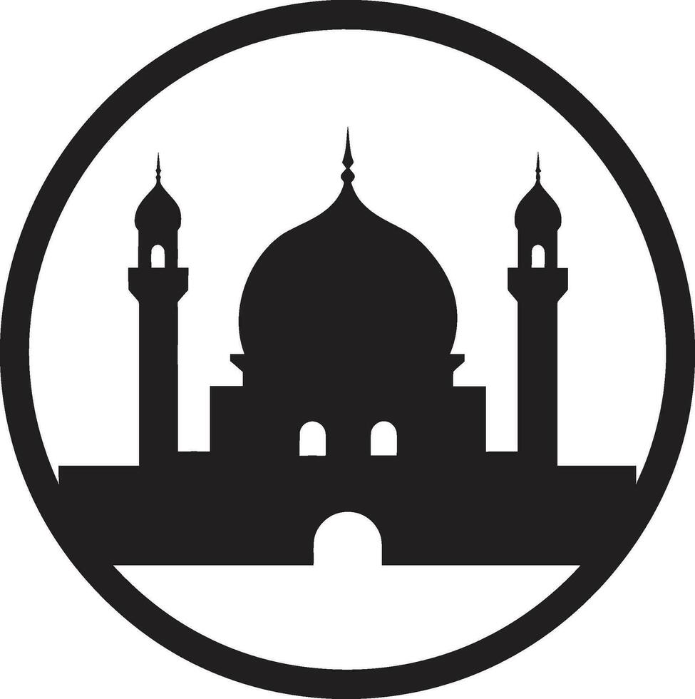 Serene Structure Emblematic Mosque Icon Spiritual Skyline Mosque Logo Vector