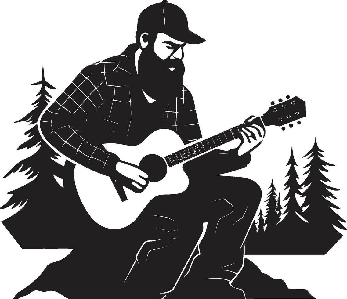 diapasón finura músico icono vector acústico himno guitarrista emblema diseño