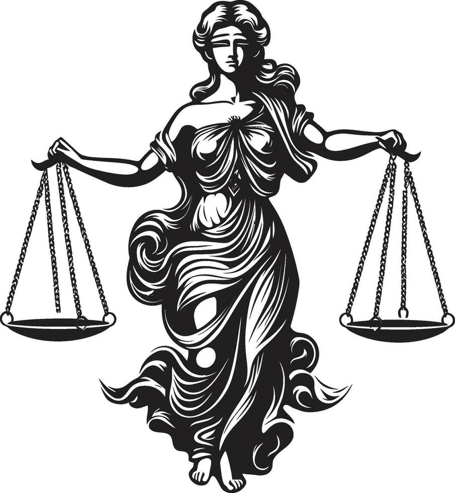 Symbolic Serenity Iconic Justice Lady Scales Sovereignty Lady of Justice Emblem vector