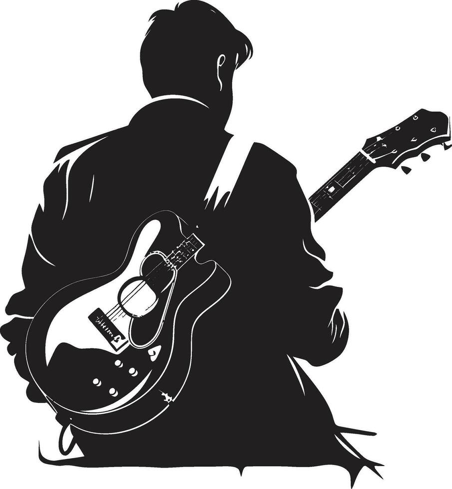 armónico armonía músico emblema diseño diapasón finura guitarra jugador icono vector