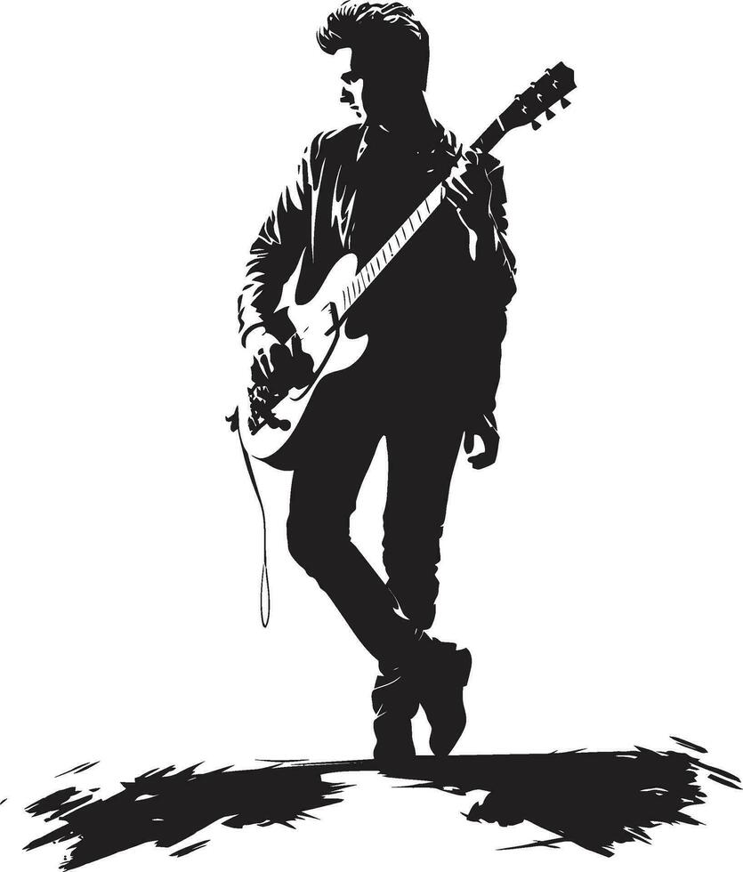 Rhythm Rapture Musician Logo Design Melodic Muse Guitarist Emblem Vector