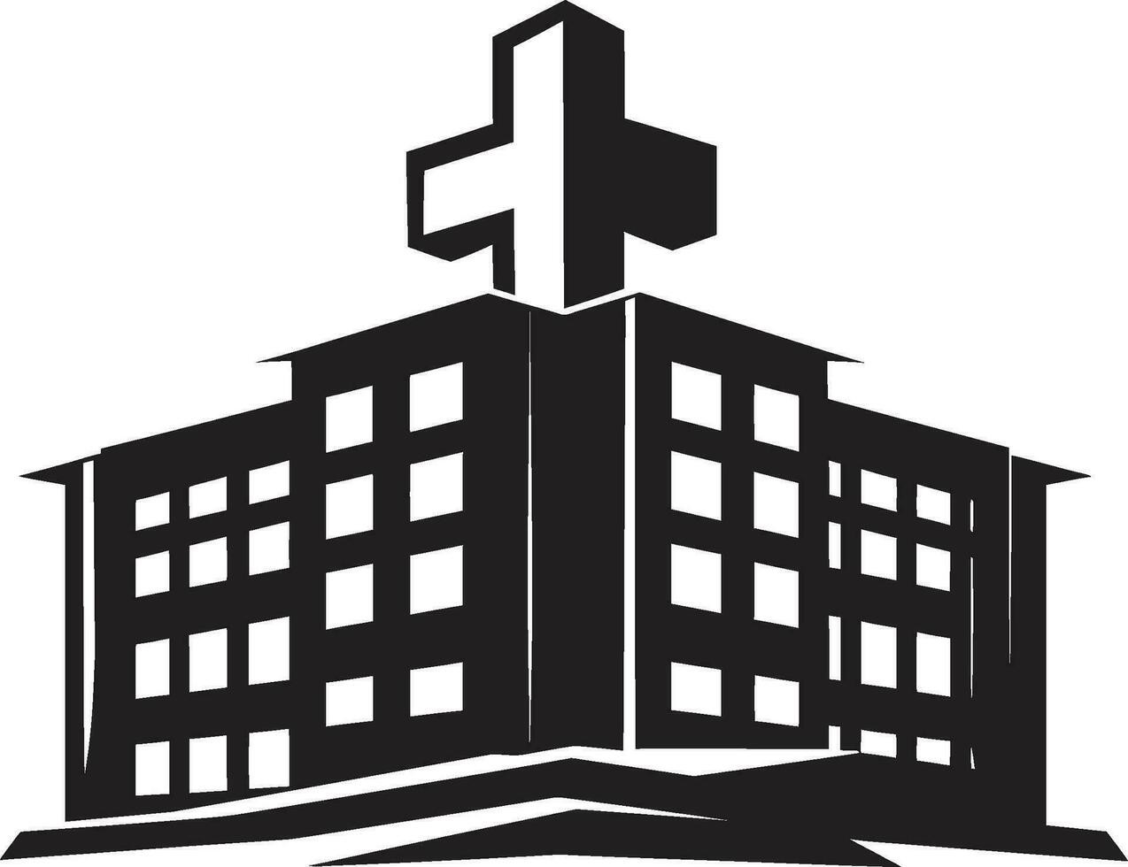 Medical Marvel Clinic Icon Design Care Complex Hospital Building Emblem vector