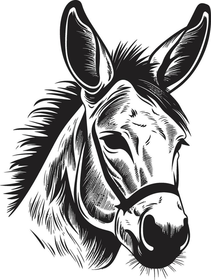 Equine Emblem Donkey Logo Design Hoofed Honor Donkey Iconic Emblem vector