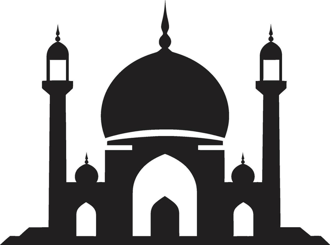 Serene Structure Emblematic Mosque Icon Spiritual Skyline Mosque Logo Vector