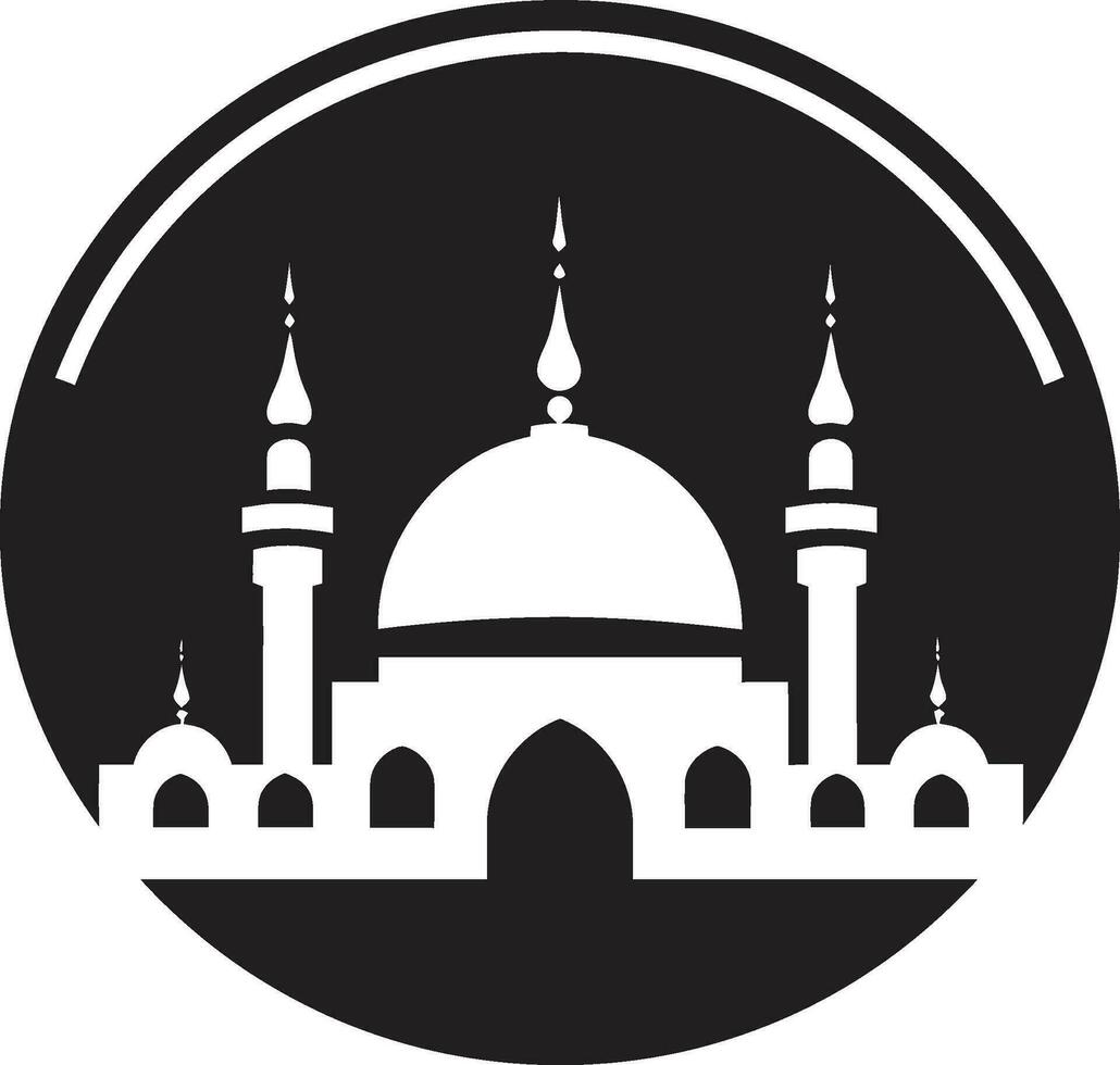 Crescent Crest Mosque Icon Design Sacred Symmetry Emblematic Mosque Icon vector