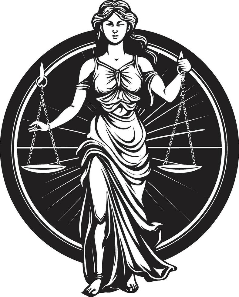 igualdad esencia dama de justicia icono justo regla justicia dama logo vector