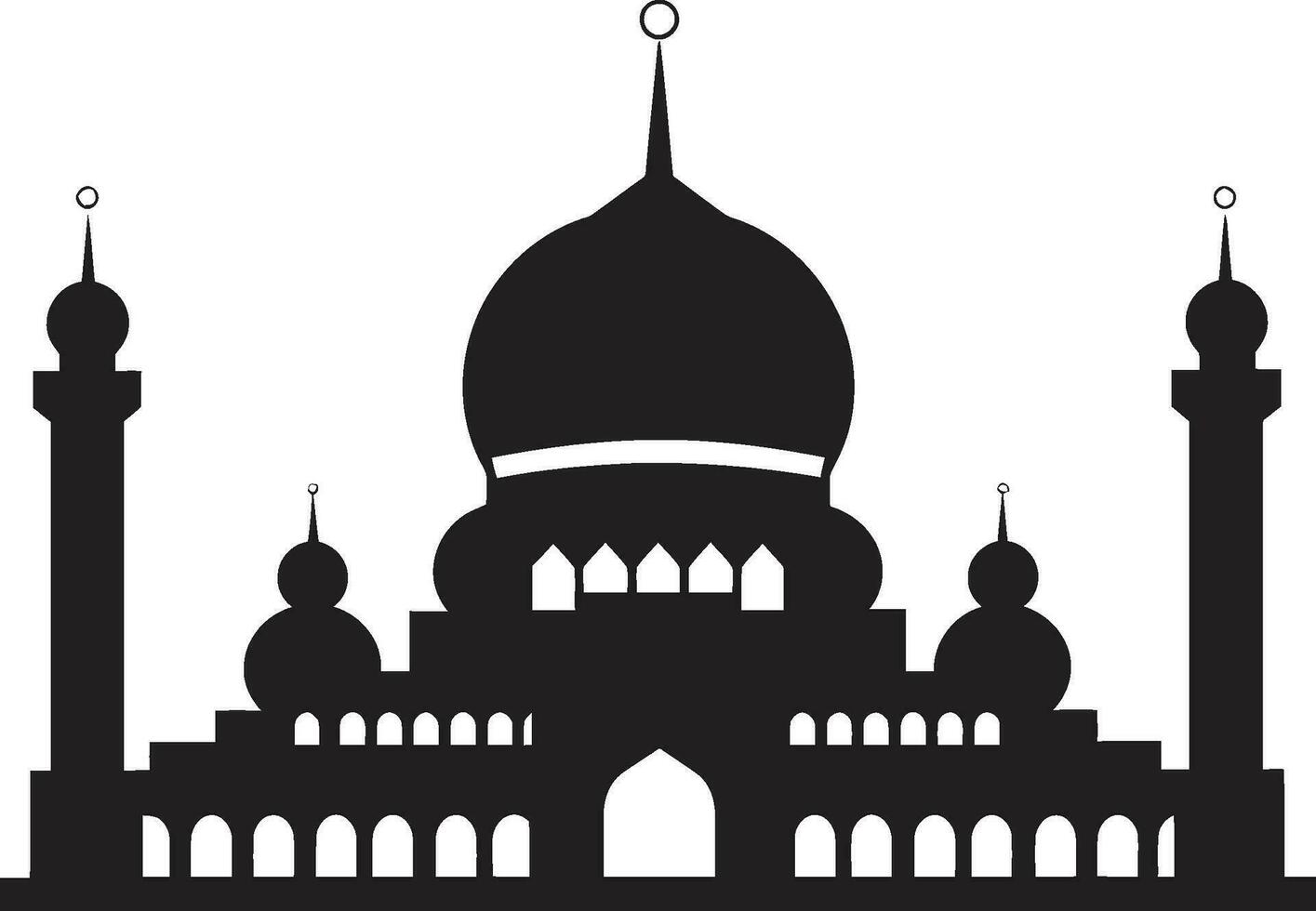 Faithful Edifice Iconic Emblematic Design Crescent Crest Mosque Icon Design vector