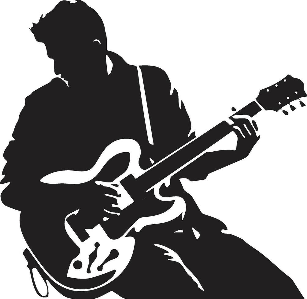 rítmico reverberación músico icono vector serenata serenidad guitarrista logo gráfico