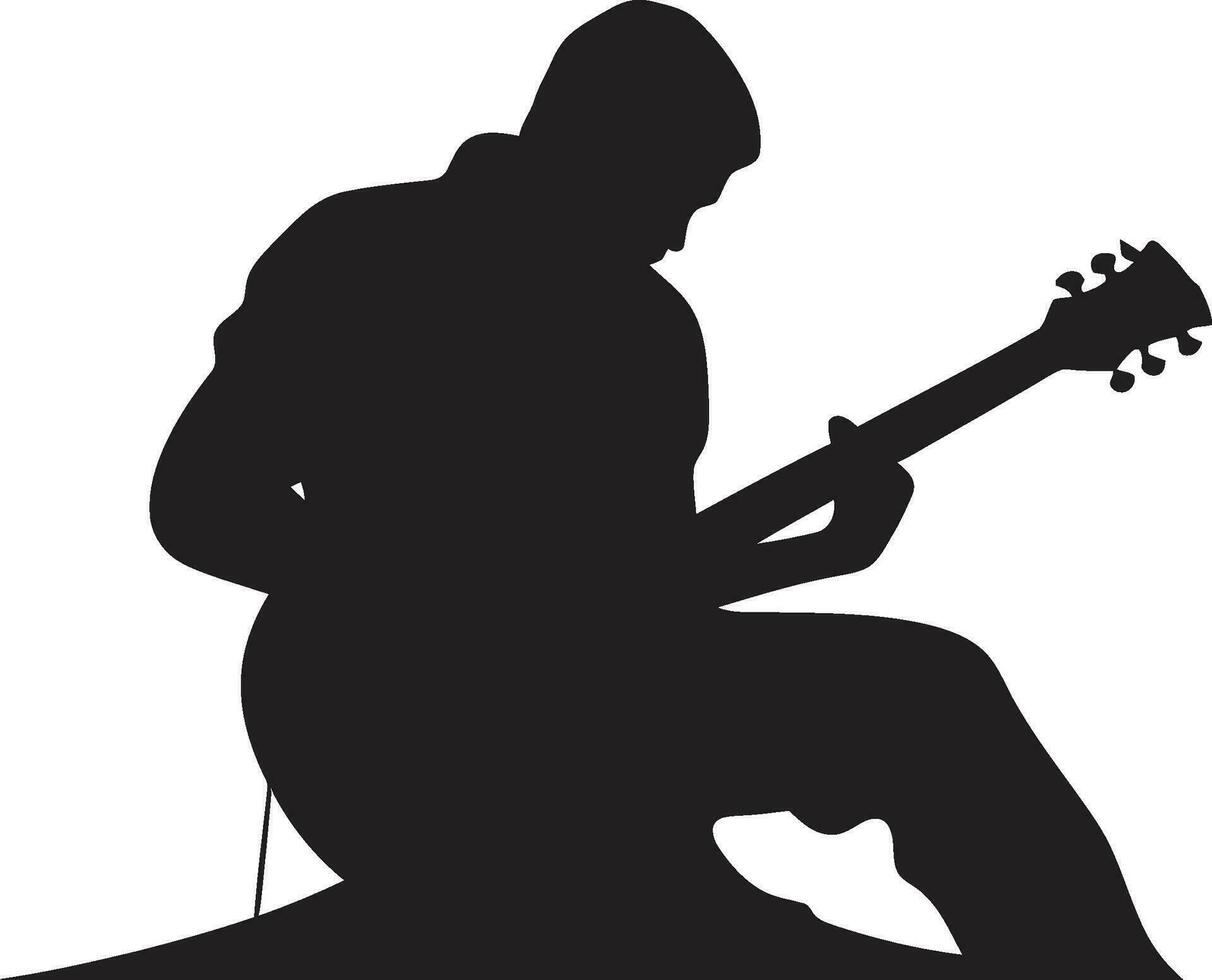 Serenade Style Musician Logo Graphic Harmonic Harmony Guitarist Icon Symbol vector