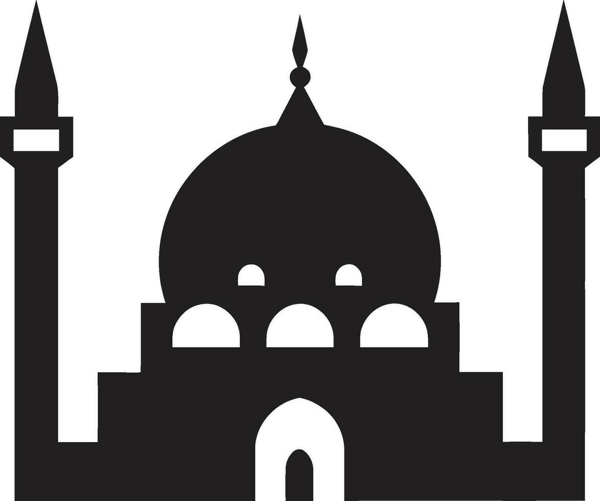 Celestial Columns Emblematic Mosque Vector Sacred Silhouette Mosque Icon Emblem