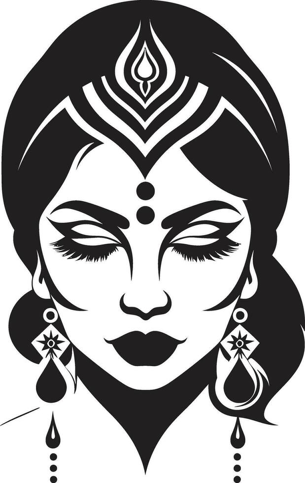maharanis marca Boda mujer emblema encantador dulhan icónico novia vector