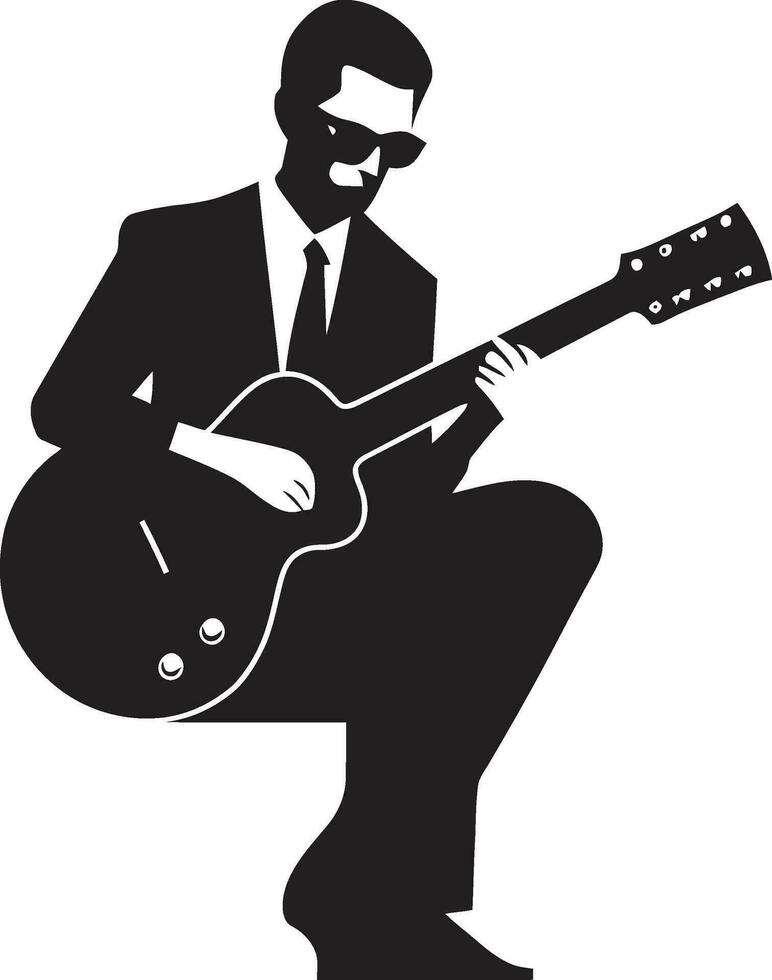 acústico himno músico icono vector ritmo ensueño guitarra jugador logo gráfico