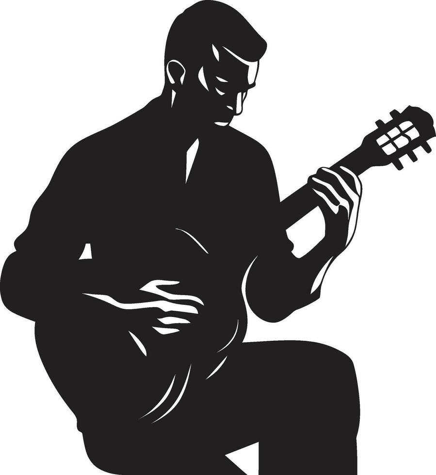 Rhythm Rapture Guitar Player Emblem Design Melodic Muse Musician Vector Design
