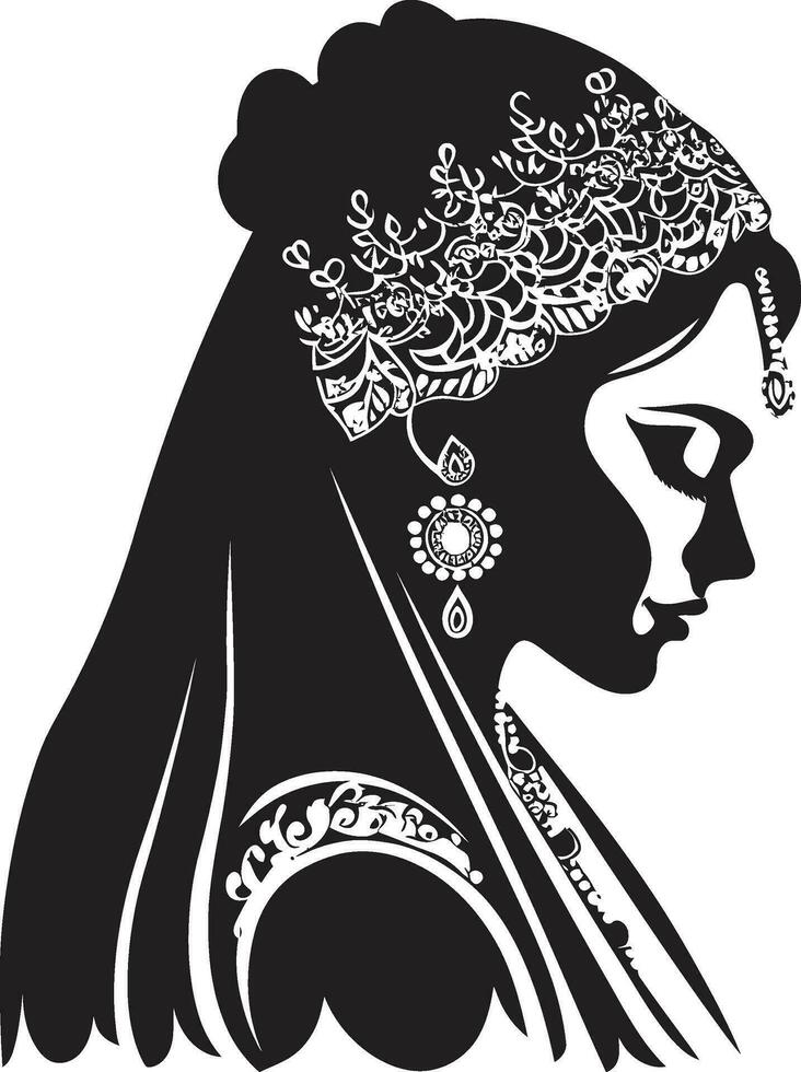 Iconic Ethereal Logo of Bride Timeless Tradition Wedding Woman Icon vector