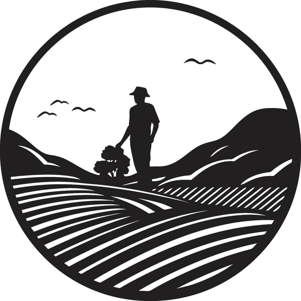cosecha patrimonio agricultura icónico emblema granja armonía agricultura logo vector icono