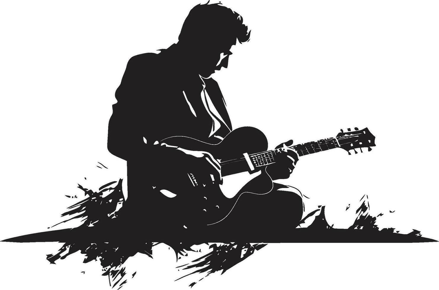Serenade Style Musician Icon Symbol Harmonic Harmony Guitar Player Iconic Emblem vector