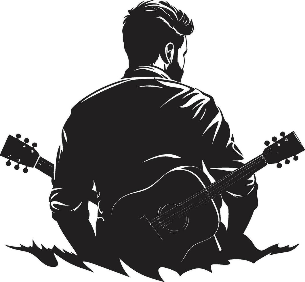 melódico musa guitarrista emblema vector serenata estilo músico icono símbolo