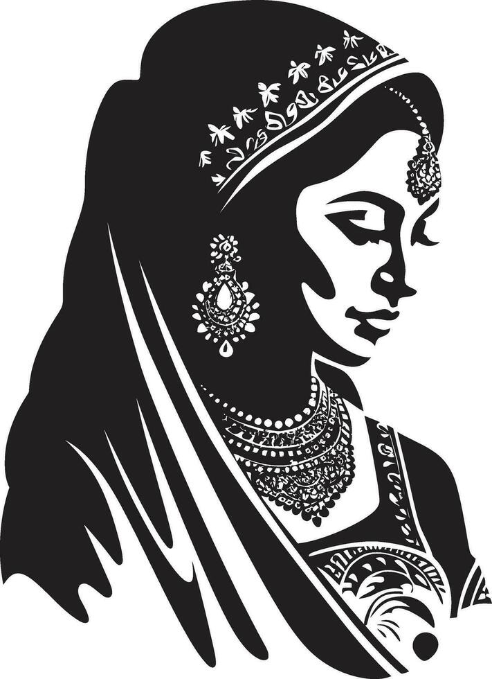 Festive Finesse Wedding Woman Vector Cultural Classic Indian Bride Icon