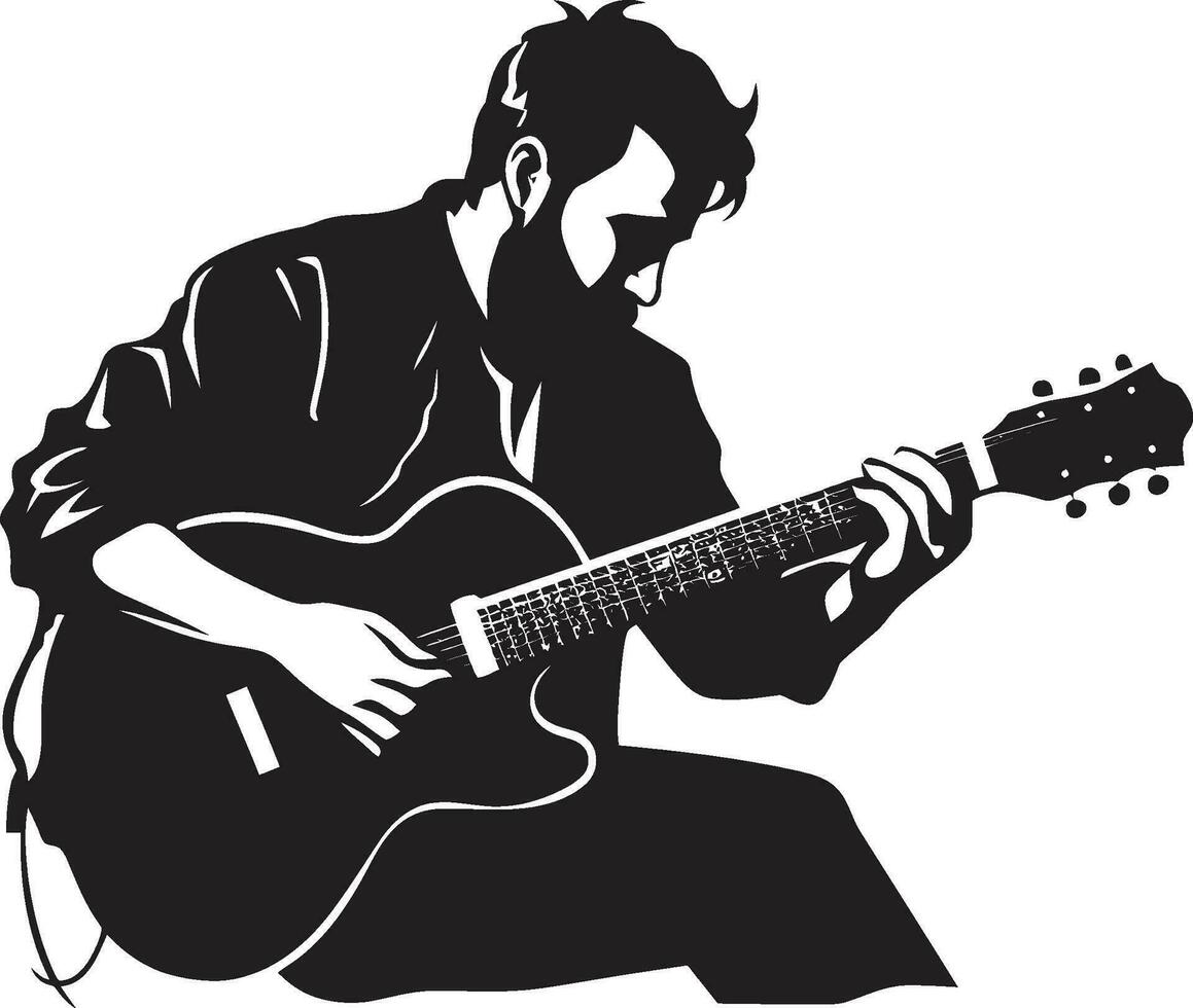 acústico aura guitarra jugador icono diseño ritmo rapto músico emblema vector