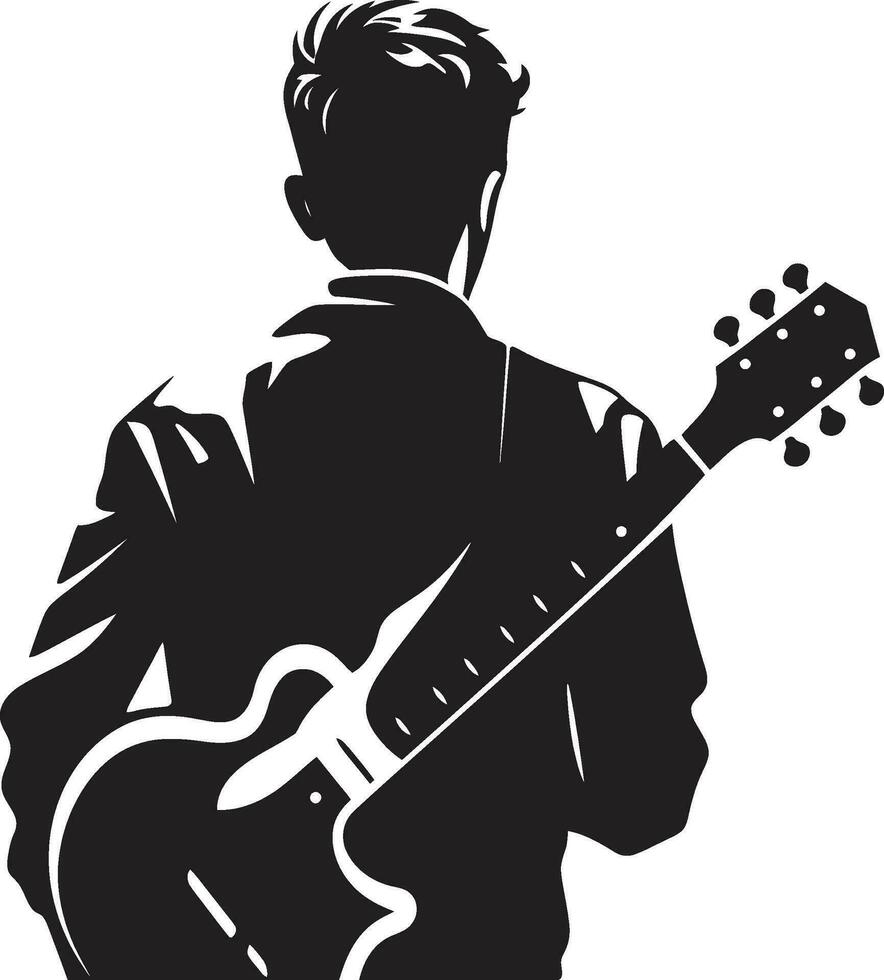 Melody Maestro Musician Iconic Emblem Fretboard Fantasia Guitarist Logo Vector