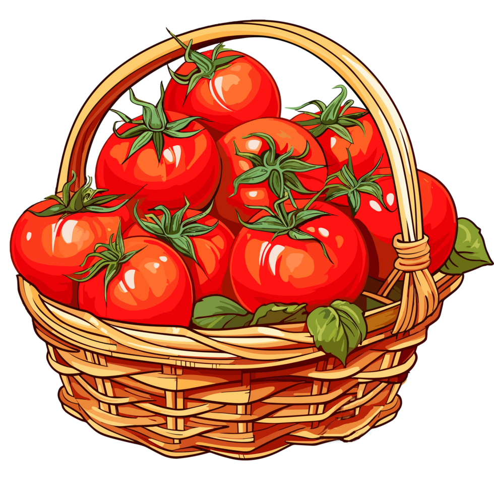 AI generated tomatoes in basket png