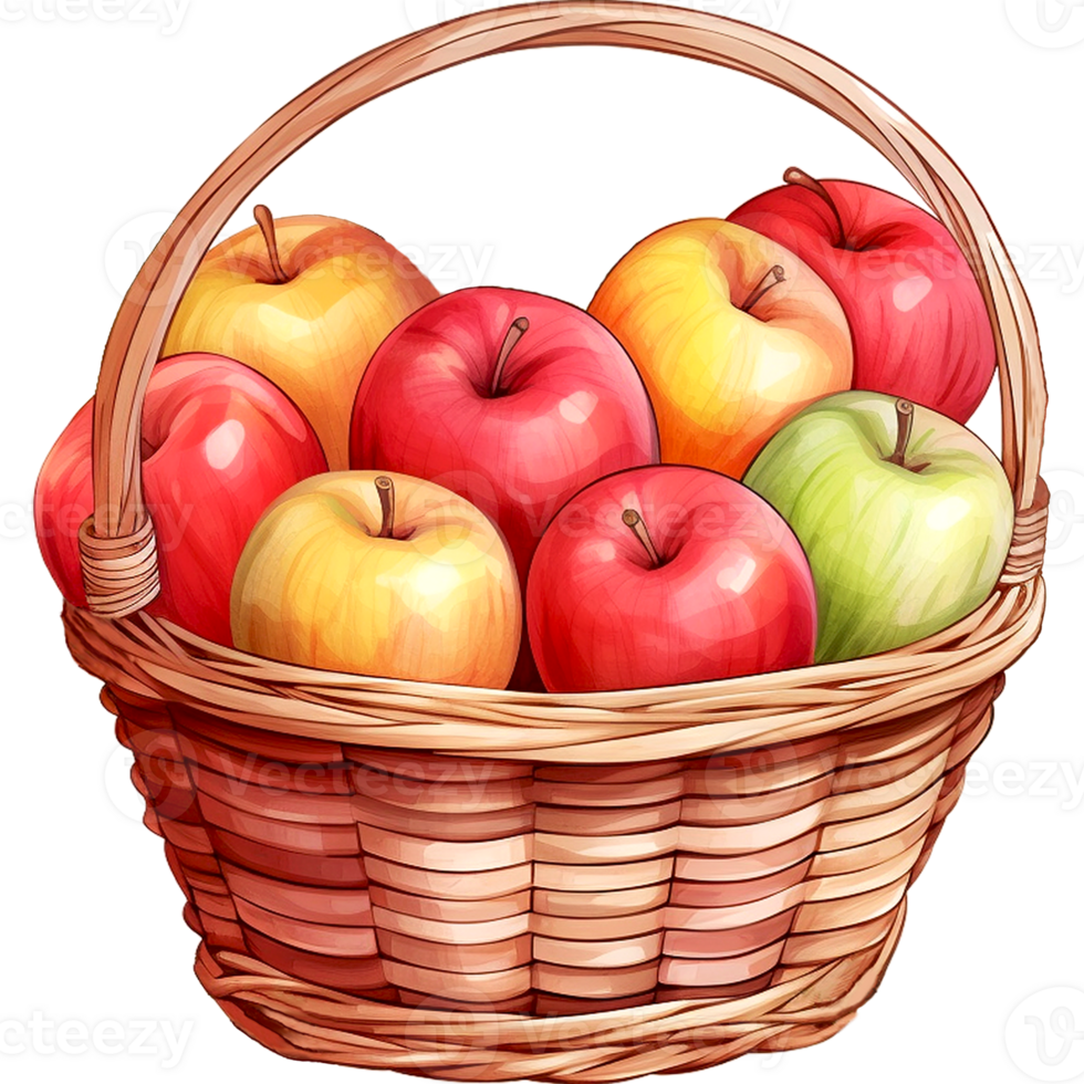 AI generated Basket of apples png