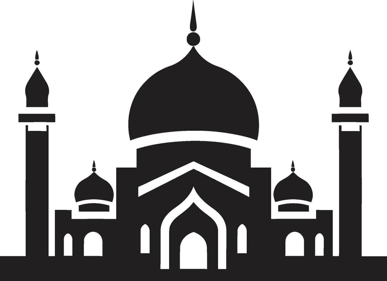 Faithful Edifice Emblematic Mosque Icon Crescent Crest Mosque Icon Vector