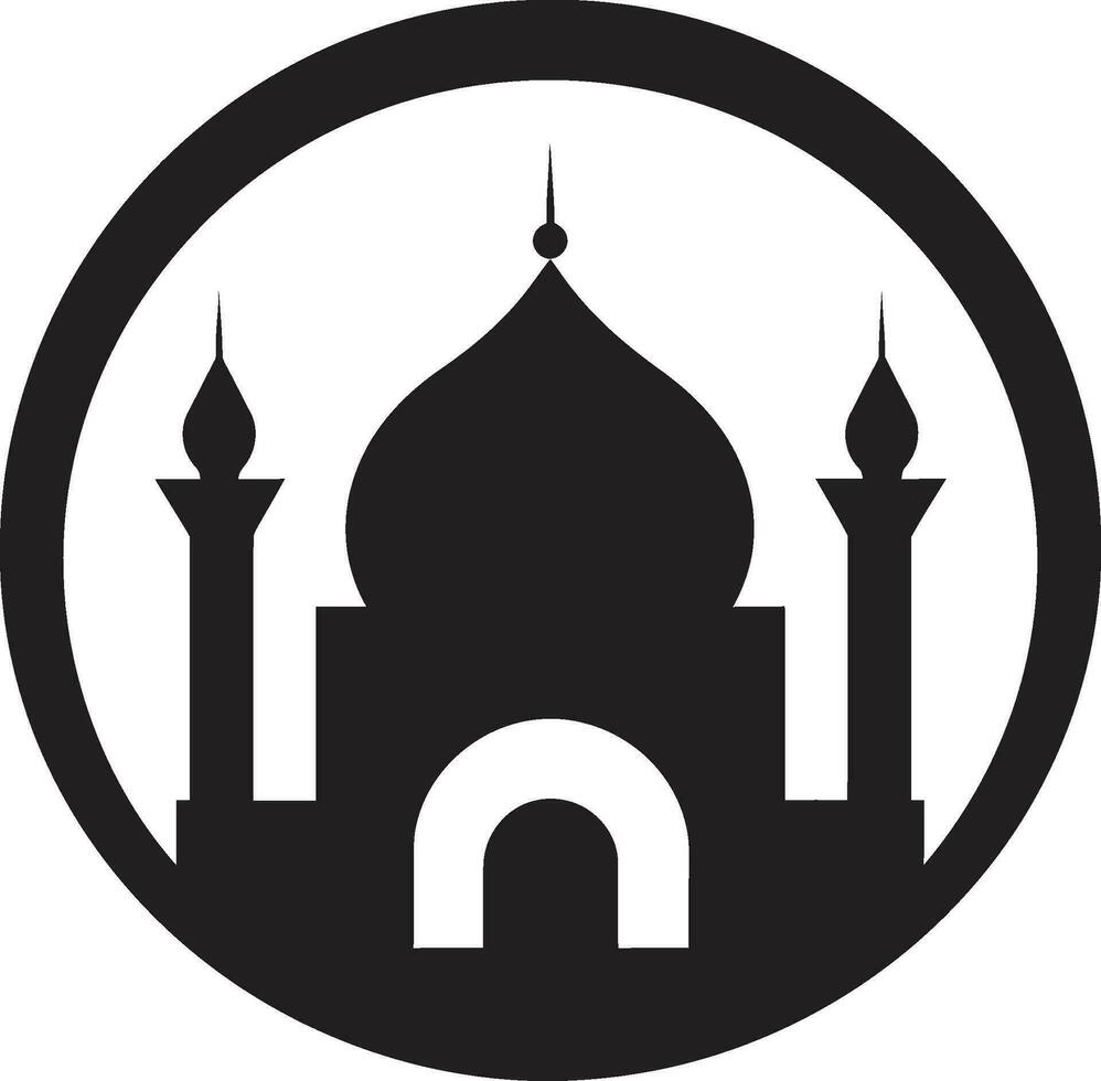 Ethereal Echo Mosque Icon Emblem Sacred Spires Emblematic Mosque Logo vector