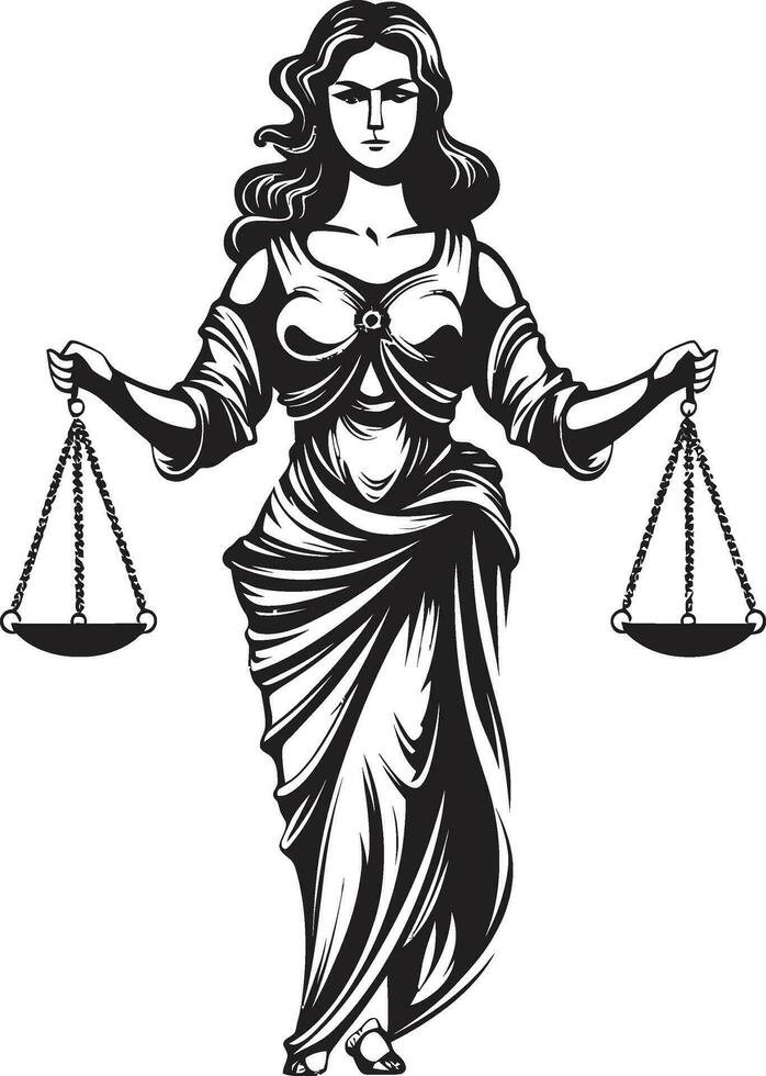 Judicial Grace Emblematic Justice Lady Virtuous Vigilance Justice Lady Logo vector