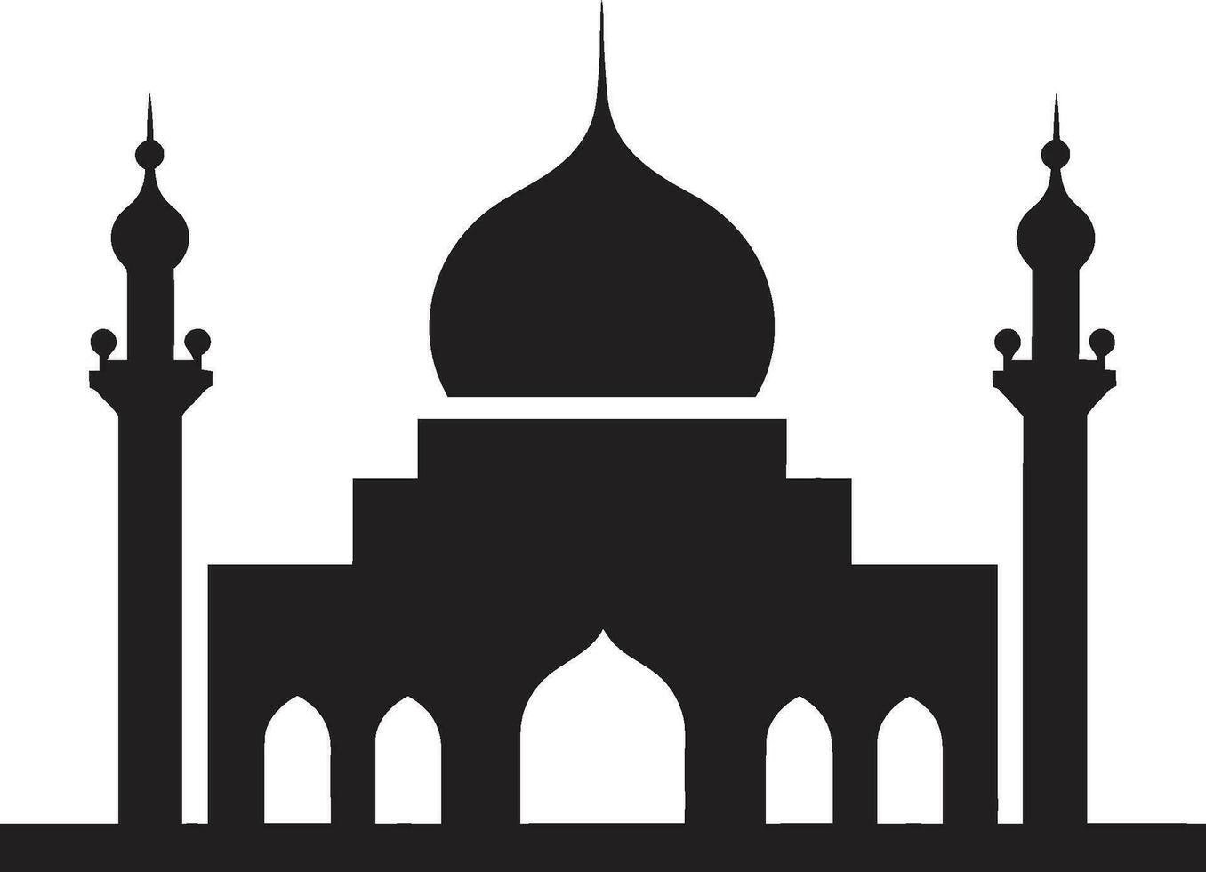 Celestial Center Emblematic Mosque Vector Sacred Silhouette Mosque Icon Emblem