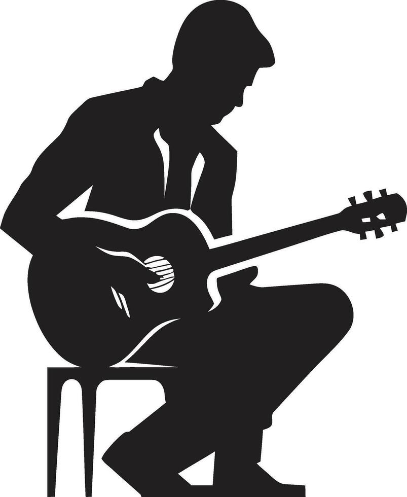 Rhythm Rapture Musician Emblem Design Melodic Muse Guitar Player Icon Vector