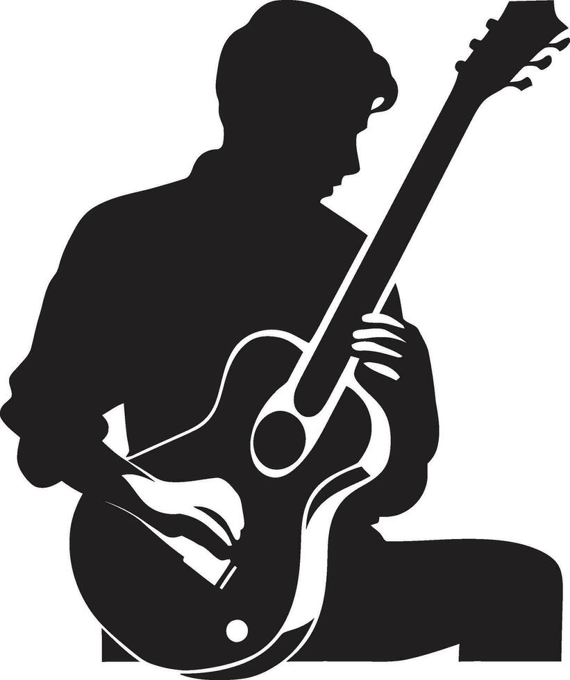 acústico aura guitarrista emblemático icono armonía refugio músico vector diseño