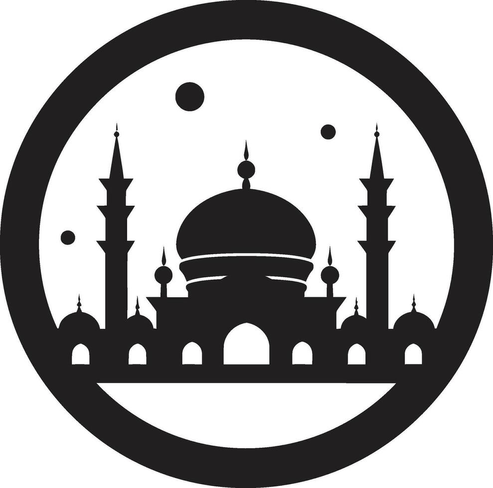 Sacred Spires Mosque Iconic Emblem Ethereal Echo Emblematic Mosque Logo vector