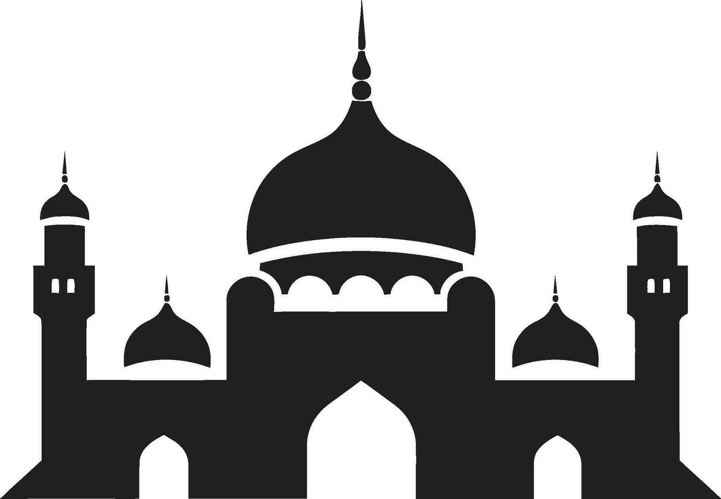 Ornate Oasis Mosque Icon Vector Islamic Marvel Emblematic Mosque Icon