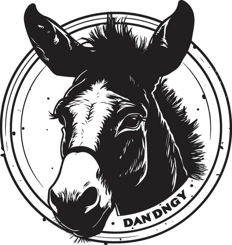 Equine Emblem Donkey Logo Design Hoofed Honor Donkey Iconic Emblem vector