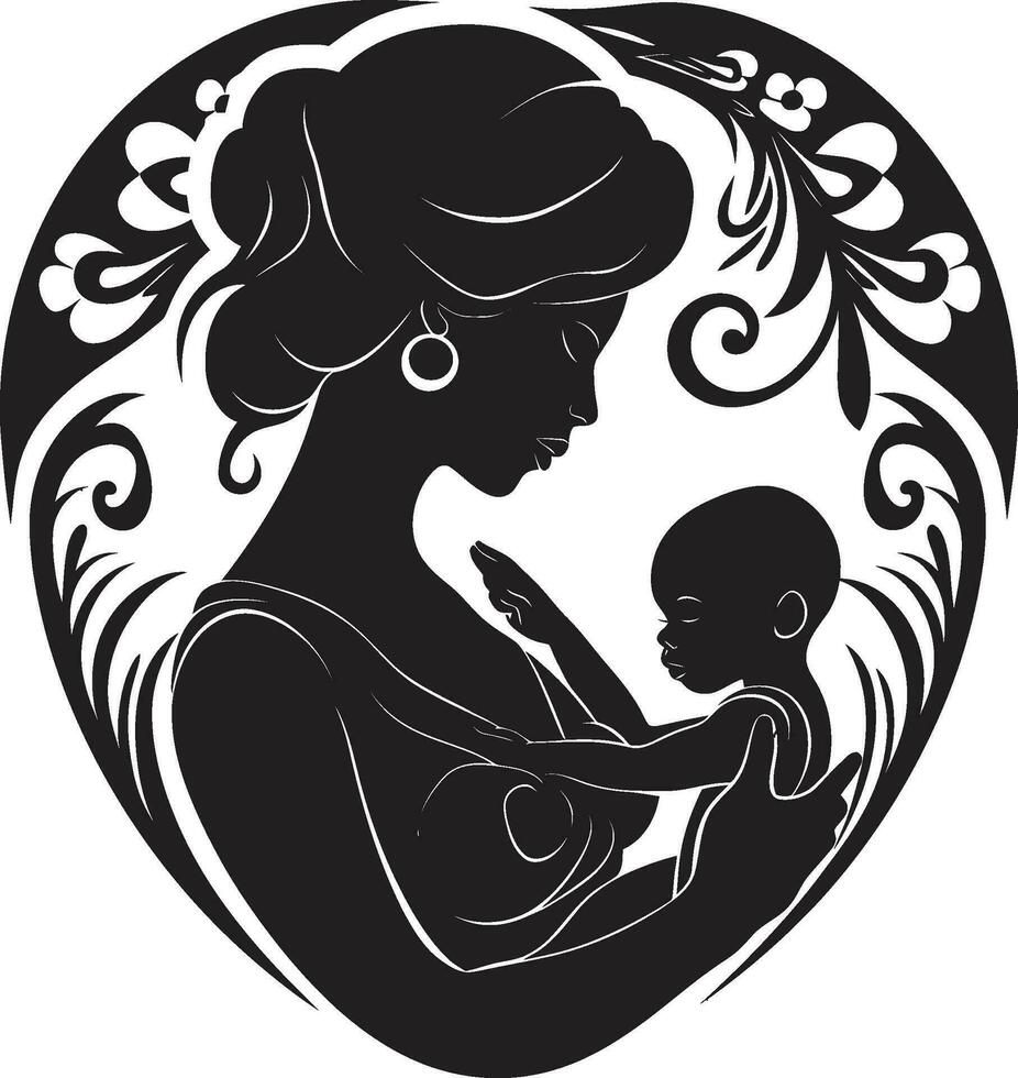Heartfelt Harmony Mothers Day Icon Tender Ties Emblematic Woman and Child vector