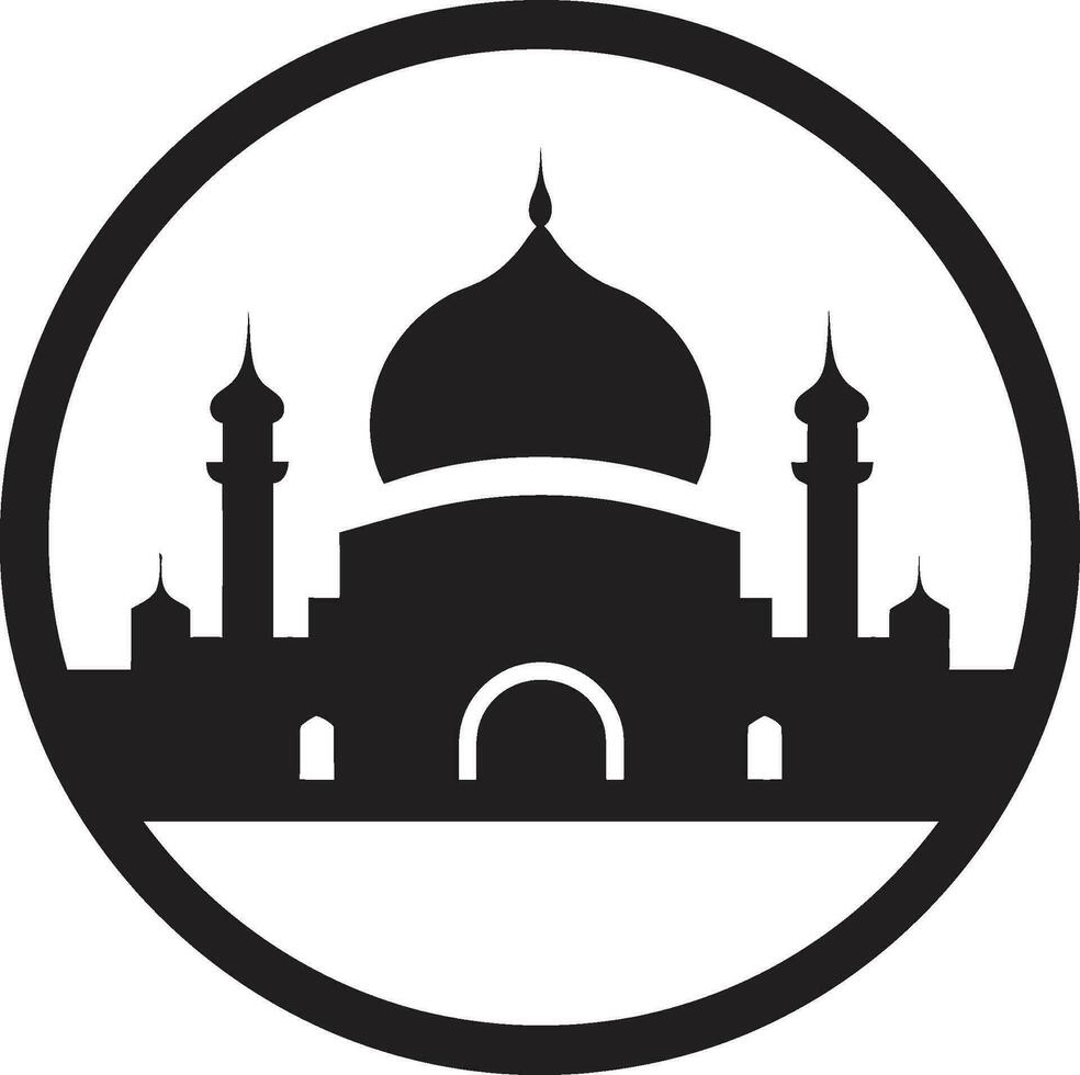 Spiritual Refuge Emblematic Mosque Design Ornate Oasis Mosque Icon Vector
