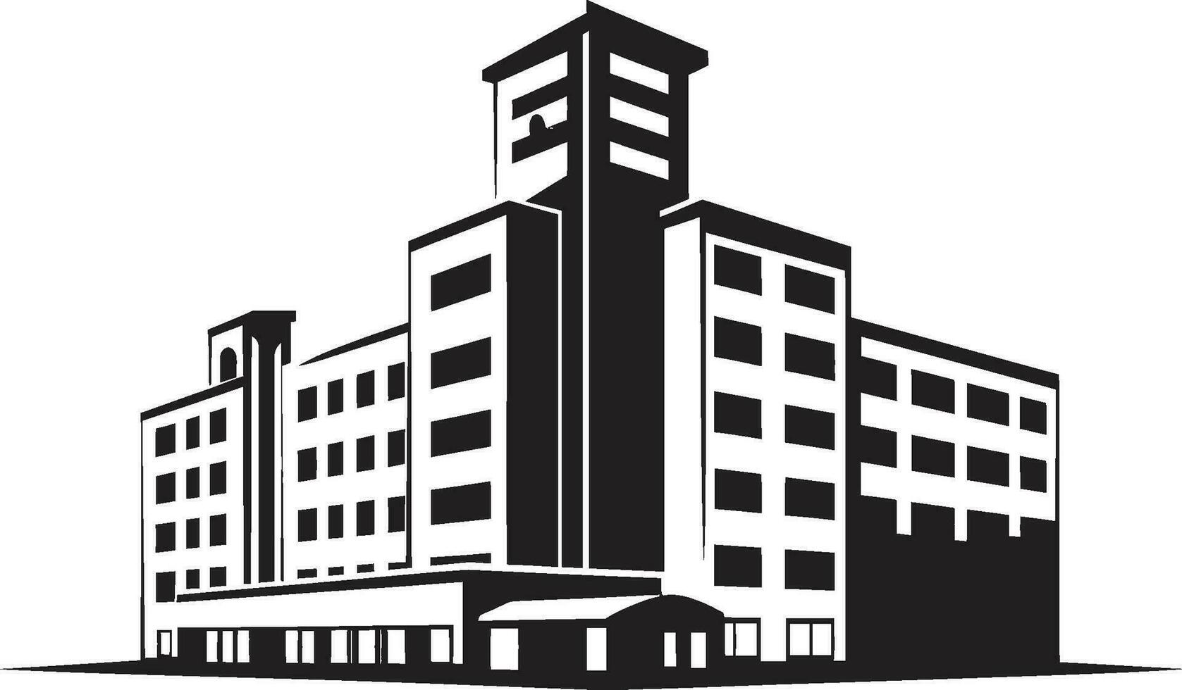 Healthscape Hub Hospital Icon Vector Cure Citadel Clinic Emblem Vector