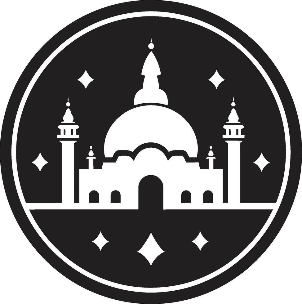 Tranquil Towers Mosque Icon Vector Serene Structure Emblematic Mosque Icon