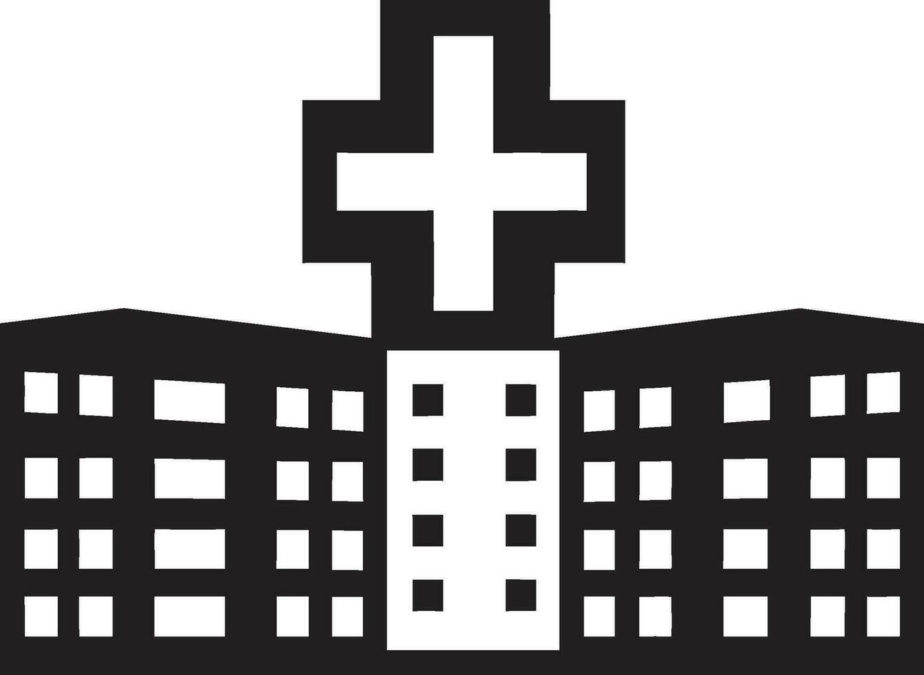 Health Haven Hospital Building Iconic Medical Marvel Clinic Emblem Design vector
