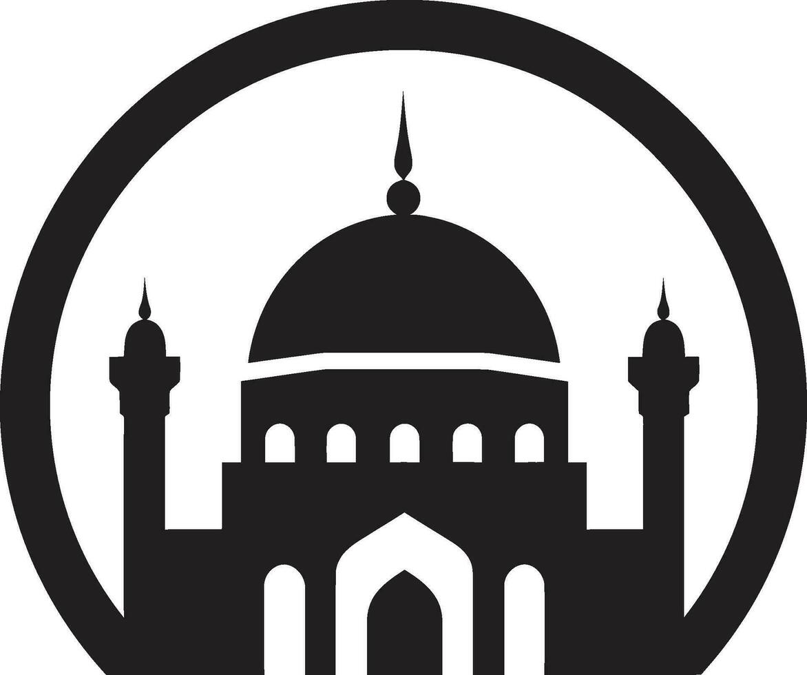Eternal Essence Iconic Mosque Emblem Celestial Charm Emblematic Mosque Design vector