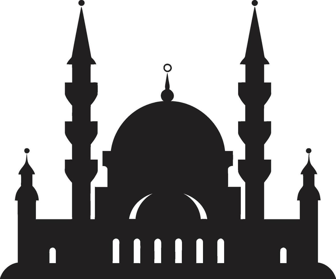Minaret Majesty Emblematic Mosque Logo Divine Design Iconic Mosque Vector